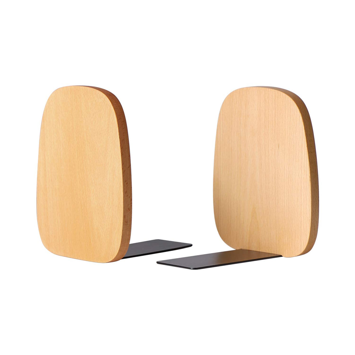 Muso Wood Book Ends for Shelves, Non-Skid Bookends for Heavy Books, Wooden Book Stopper for Home Office and Library (Beech 1 Pair) muso wood