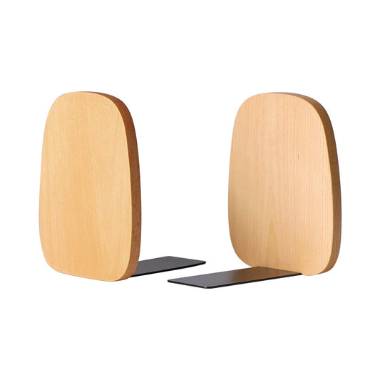 Muso Wood Book Ends for Shelves, Non-Skid Bookends for Heavy Books, Wooden Book Stopper for Home Office and Library (Beech 1 Pair)