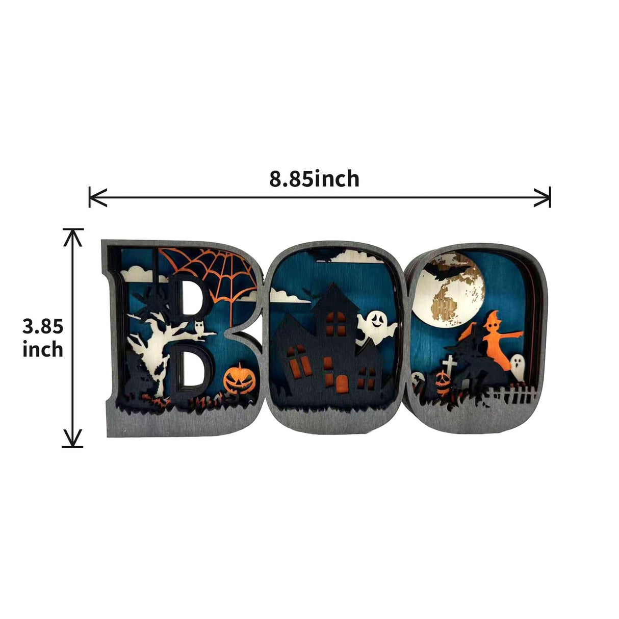 Drawelry 3D Wood Carving Lamp Home Decorative, Boo Pumpkin Lantern Jack-O-Lantern Halloween Living Room Office Decor, Christmas Warm LED Night Lights Gift for Family (Boo) Drawelry