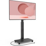 FITUEYES Rolling TV Stand with Power Outlets, Swivel Portable TV Stand for 32-70 Inch LCD LED OLED Flat/Curved Panel Screen TVs,Height Adjustable&Wood Base, Mobile TV cart Holds up to 99Lbs, Black. FITUEYES