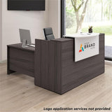 Bush Business Furniture Arrive 72W x 72D L Shaped Reception Desk with Counter in Storm Gray, Modern Receptionist Station for Office Waiting Room Bush Furniture