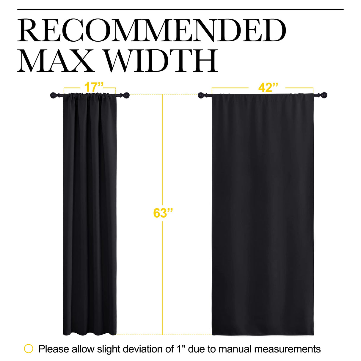 NICETOWN Halloween Black Blackout Curtain Blinds - Solid Thermal Insulated Window Treatment Blackout Drapes/Draperies for Bedroom (2 Panels, 42 inches Wide by 63 inches Long, Black) NICETOWN