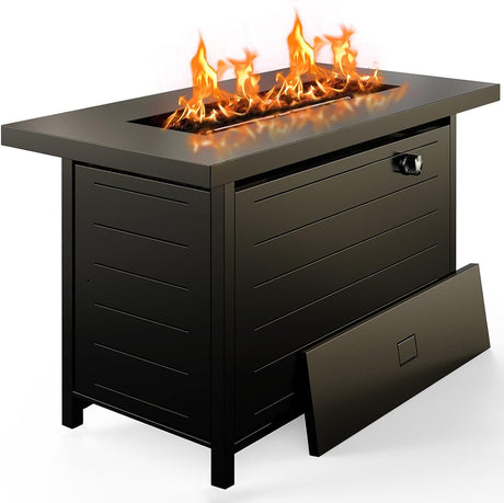 Ciays 42-Inch Propane Fire Pit – 60,000 BTU Steel Gas Fire Pit Table for Outside, Steel Lid & Lava Rock, 2 in 1 Fire Table, Adds Warmth to Gatherings & Parties on Patio, Deck, Garden & Backyard, Black Ciays