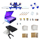 Tianiuseen 4 Color 2 Station Screen Printing Kit Desktop Screen Printer Silk Printing Press Equipment Material 18 * 20 inch Flash Dryer UV Exposure Unit for T-Shirt DIY Tianiuseen
