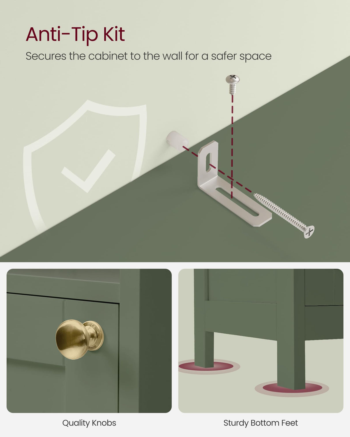 VASAGLE Tall Bathroom Cabinet with Lights, Slim Bathroom Storage Cabinet, Freestanding Narrow Cabinet with Adjustable Shelves, for Small Spaces, Modern, 11.8 Inches Wide, Forest Green UBBC566C01 VASAGLE