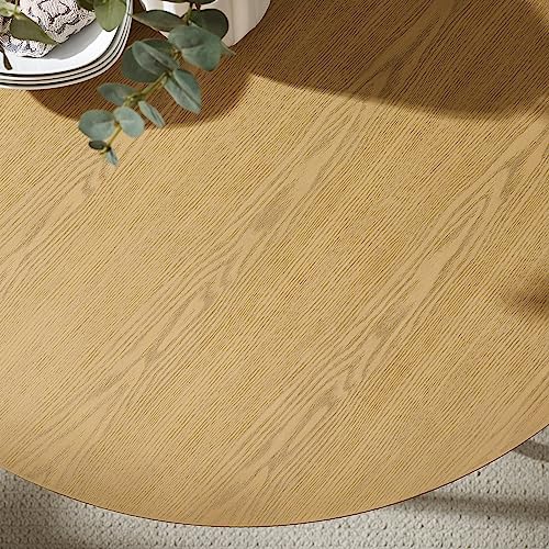 Walker Edison Modern Metal and Wood Round Dining Table, 40 Inch, English Ash Walker Edison