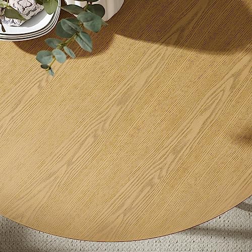 Walker Edison Modern Metal and Wood Round Dining Table, 40 Inch, English Ash - WoodArtSupply