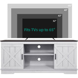 YITAHOME TV Stands for TV up to 65 Inch, Farmhouse Entertainment Center with Double Barn Doors & Storage Cabinets, Rustic TV Cabinet Media Console Table for Living Room, 59 Inches, Grey White/Espresso YITAHOME
