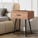 Our Modern Space 2 SET Nightstand with Charging Port and Wooden Drawers - Perfect for Small Side Table, Night Stand Night Stand - Walnut End Table, Dresser for Bedroom, Living Room, Dorm Our Modern Space