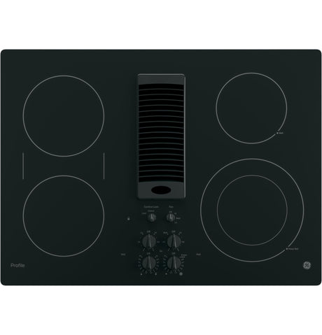 GE Profile PP9830DRBB 30 inch Built-In Downdraft Electric Cooktop - Black GE PROFILE