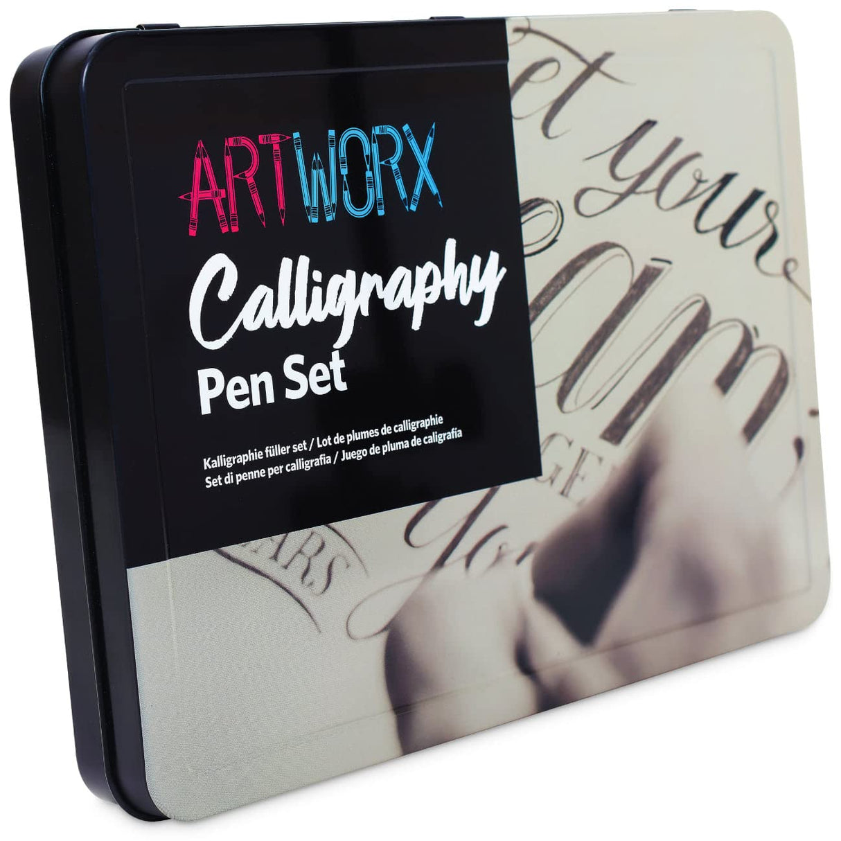 Artworx Calligraphy Pens Set - Introductory Caligraphy Writing & Hand Lettering Kit - Includes Instructions, Guide Book and Practice Book - Calligraphy Set For Beginners Artworx