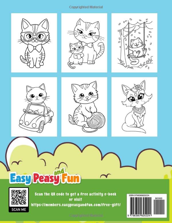 Cute Cats Coloring Book for Kids Ages 4-8: Adorable Cats and Kittens to Color