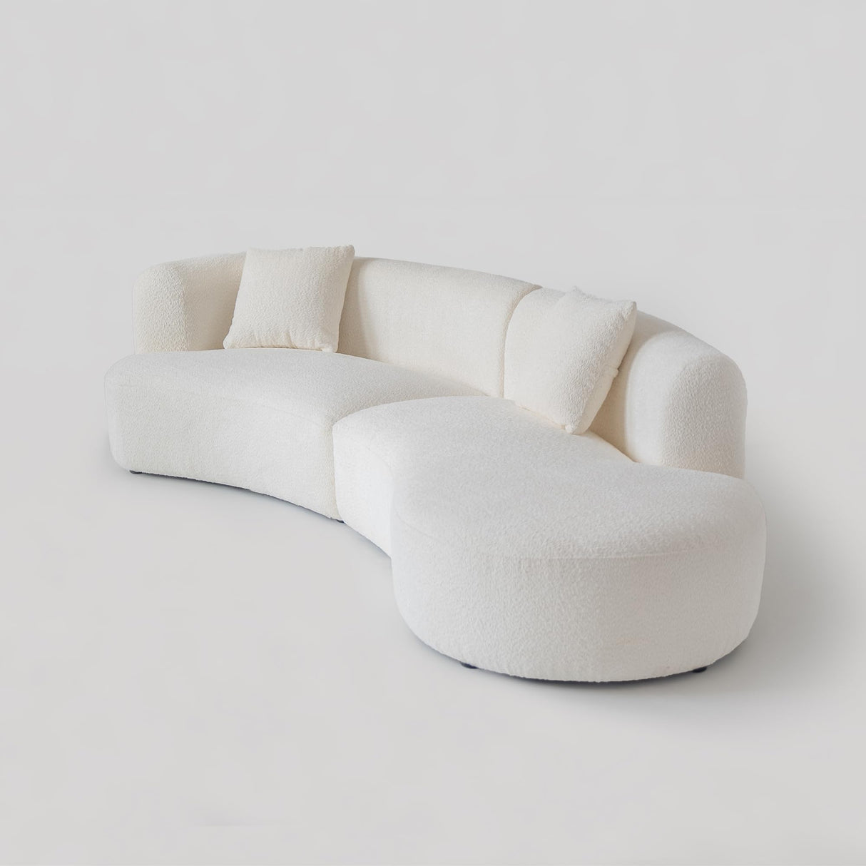 Acanva Modern Curved Sectional Living Room Couch, Minimalist Comfy Boucle Fabric Modular Sofa for Apartment, Home Office, 114" W Right Hand Facing, White Acanva