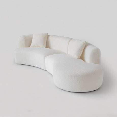 Acanva Modern Curved Sectional Living Room Couch, Minimalist Comfy Boucle Fabric Modular Sofa for Apartment, Home Office, 114" W Right Hand Facing, White Acanva