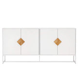 RASOO Buffet Cabinet White 4 Doors Modern Kitchen Buffet Storage Sideboard Cabinet Credenza Cabinet Cupboard with Adjustable Shelves RASOO