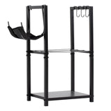 nalone Firewood Rack Indoor, Small Outdoor Firewood Log Storage Rack, 2-Tier Wood Holder with 6 Hooks, Firewood Stand for Indoor Fireplace, Outdoor Patio, Fire Pit, Stove nalone