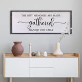 The Best Memories Are Made Gathered Around The Table Wall Decor 32"x12" Large Rustic Farmhouse Dining Room Wood Framed Modren Signs Kitchen Home Simple Hanging Wall Art (Black) Surfapans