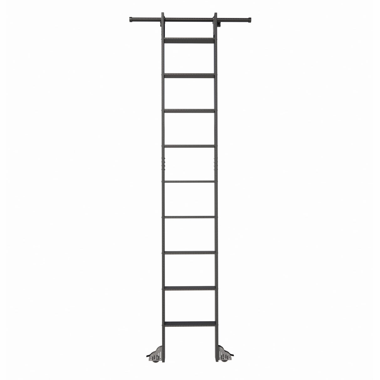 HARDJULAN 108" Black Sliding Library Ladder with 4FT Telescopic Hook Track – Lightweight Aluminum Rolling Ladder with Braking Wheels, Kit for Home, Loft, and Bookshelves HARDJULAN
