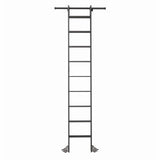 HARDJULAN 108" Black Sliding Library Ladder with 4FT Telescopic Hook Track – Lightweight Aluminum Rolling Ladder with Braking Wheels, Kit for Home, Loft, and Bookshelves HARDJULAN