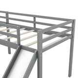 Harper & Bright Designs L-Shape Bed Twin Low Loft Beds with Slide, Twin Size Loft Bed for Kids, Corner Bed, Wooden Loft Bed Frame for Kids Girls Boys Teens (Gray) Harper & Bright Designs