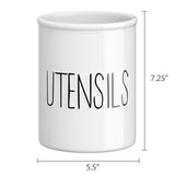 Barnyard Designs Ceramic Farmhouse Kitchen Utensil Holder for Countertop, Decorative Kitchen Utensil Holder, Large Kitchen Utensil Holder for Kitchen Counter, Utensil Crock Spatula Holder, 7" (White) Barnyard Designs