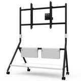 FITUEYES Design Mobile TV Stand for 65 75 78 88 Inch TV, TV Cart Floor Stand with Mount for LCD/LED Flat Curved Screens, Modern Corner TV Stand with Wooden Storage Shelves, Collector Series FITUEYES