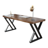 Sihtengxxhongs Rustic Style Solid Wood 55-inch Computer Desk - Large Office Desk for Home Office, Modern and Simple Design, Ideal for Study, Writing, Sihtengxxhongs