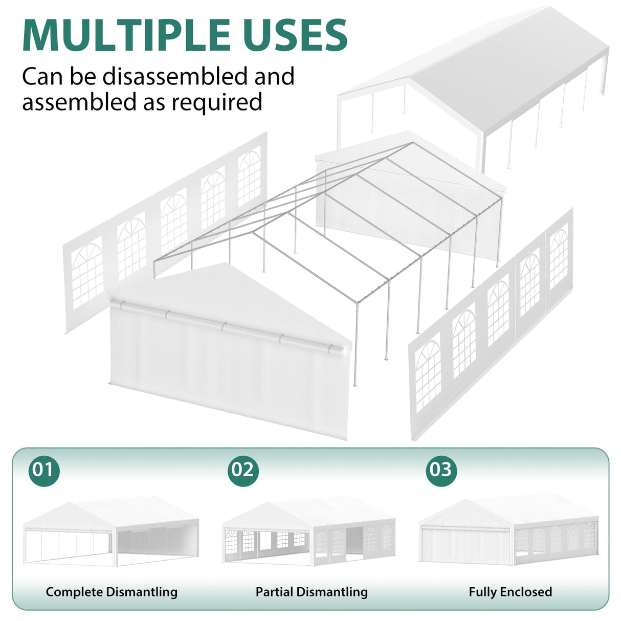 20x40ft Party Tent Outdoor Wedding Tent Heavy Duty Large Canopy Carport Commercial Tent with Removable Sidewalls for Parties, Wedding, Outdoor Events PeakPursuit