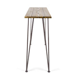 Christopher Knight Home Denali Ouotdoor Industrial Acacia Wood Bar Table with Iron Frame, Teak Finish / Rustic Metal Christopher Knight Home