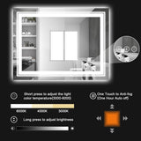 Snowdool LED Bathroom Mirror, 72"x40" with Front and Backlit, Anti-Fog, Large Bathroom Vanity Mirror for Wall, Memory Function, Stepless Dimmable, Tempered Glass (Horizontal/Vertical) Snowdool
