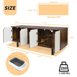 DOICAH Cat Litter Box Enclosure for 2 Cats, Hidden Cat Litter Box Furniture with Double Room,Indoor Cat Condo TV Stand, Double Litter Box Enclosure,Wooden Cat House,Litter Box Furniture DOICAH