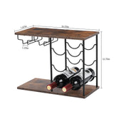 MOOACE Countertop Wine Rack, Hold 6 Wine Bottles and 4 Glasses Rack, Freestanding Wine Rack for Home, Kitchen, Bar Table, Wine Cellar, Cabinet MOOACE