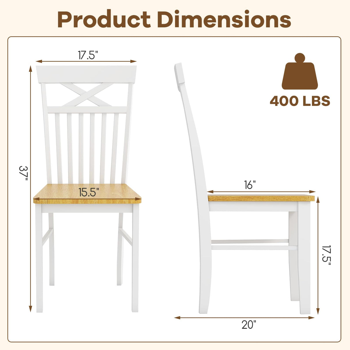 Giantex Wooden Dining Chairs Set of 4, Kitchen Chairs w/Rubber Wood Frame, High & Curved Slatted Backrest, Modern Armless Chairs, Farmhouse Accent Side Chairs for Dining Room Living Room Giantex