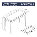 Grain Wood Furniture Shaker 44" Desk/Dressing table, Expresso Grain Wood Furniture