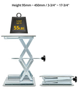 QWORK Lift Tables, 12"x12" Lab Scissors Jack, 304 Stainless Steel Scissor Stand, 18" Height 55lbs Load Jack Platform, Lifting Platform QWORK