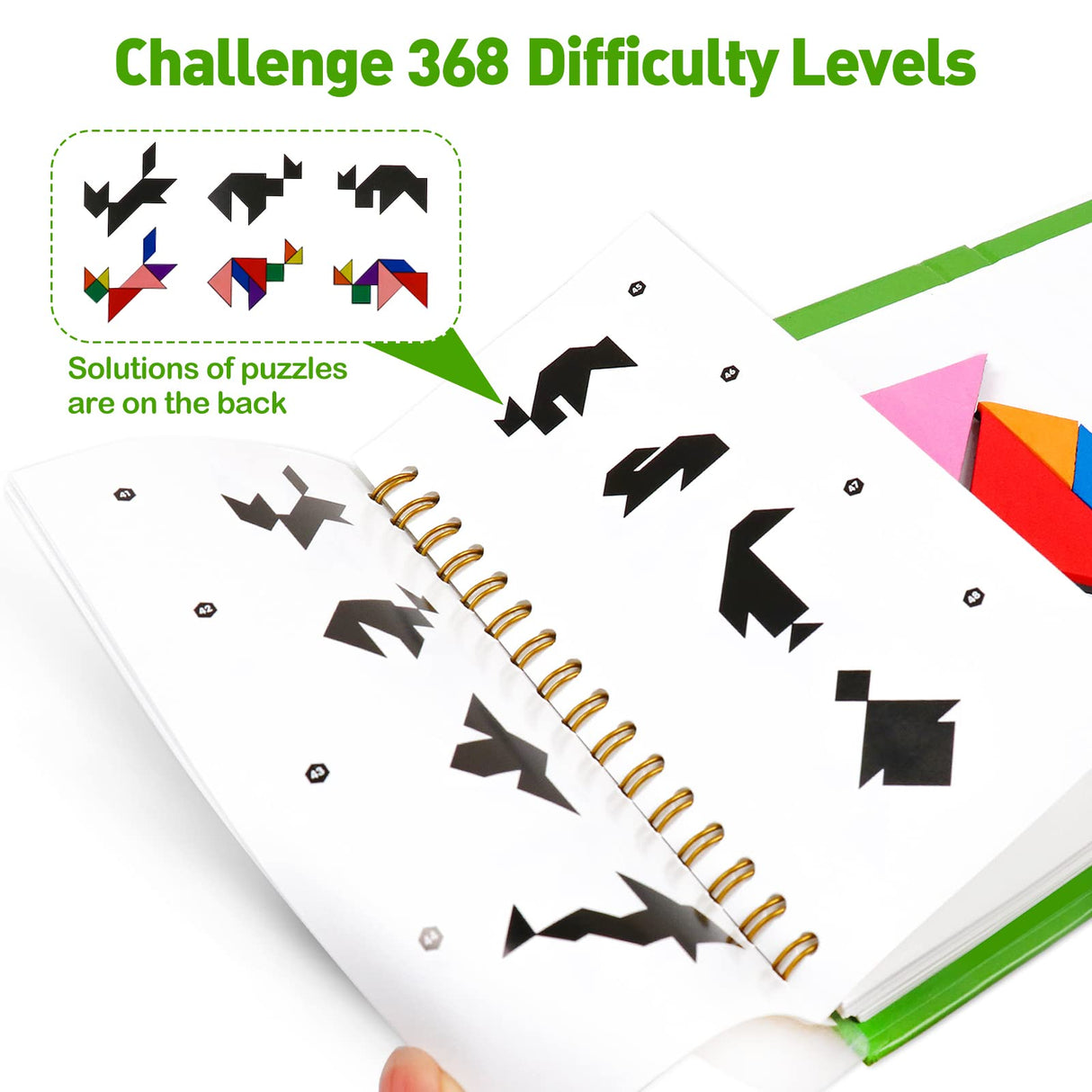 USATDD Travel Tangram Puzzle With 2 Set, Magnetic Pattern Blocks Road Trip Games Educational Jigsaw Challenge Books For Kid Adult Brain Teasers With 368 Solution Montessori Travel Toys For Kids In Car USATDD