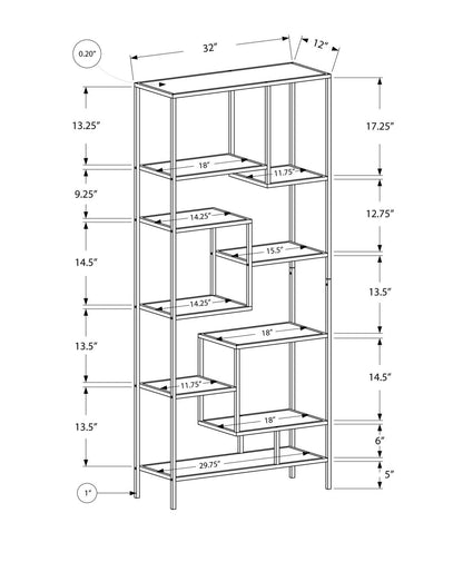 Contemporary White Metal Bookcase with Clear Tempered Glass Shelves - Monarch Specialties 7159 - WoodArtSupply