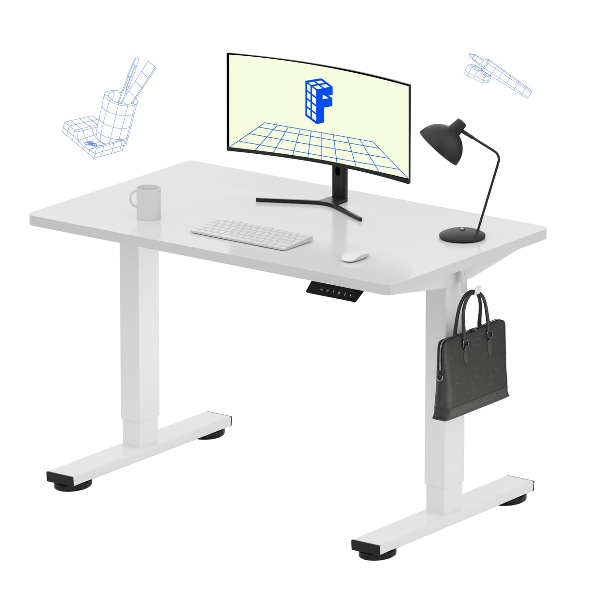FLEXISPOT EN1 Whole-Piece Standing Desk Electric Stand Up Desk Workstation 40 x 24 Inches Desktop Ergonomic Height Adjustable (White Frame + 40" White Desktop) FLEXISPOT
