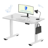 FLEXISPOT EN1 Whole-Piece Standing Desk Electric Stand Up Desk Workstation 40 x 24 Inches Desktop Ergonomic Height Adjustable (White Frame + 40" White Desktop) FLEXISPOT