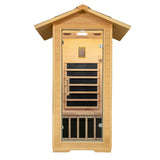 Outdoor Far Infrared Sauna, 1 Person Low EMF Indoor Home Sauna Canadian Hemlock Wood Dry Sauna 1400W/110V Homsido