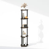Furinno Turn-N-Tube Corner Shelf, 5-Tier Corner Display Rack, Shelving Unit, for Organization and Storage, Living Room, Home Office, Garage, Bedroom, Dark Brown Grain Furinno