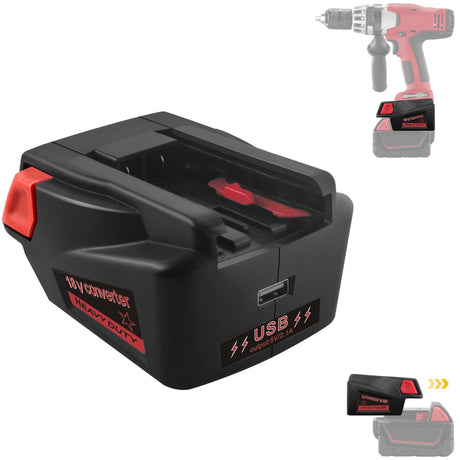For Milwaukee Battery Adapter, Converter for Milwaukee for M18 to for V18 18V NI-CD or for V18 Lithium Battery Replacement 48-11-1830 48-11-2200 48-11-2230, Work for V18 Power Tool (with USB Port) YMWLKJ