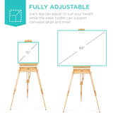 Best Choice Products French Easel, 32pc Beginners Kit Portable Wooden Folding Adjustable Sketch Box Artist Tripod for Painting, Drawing w/Acrylic Paints, Brushes, Canvases, Palettes - Natural Best Choice Products