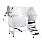 VEVOR 62" Pet Dog Bathing Station w/Stairs, Professional Stainless Steel Dog Grooming Tub w/Soap Box, Faucet,Rich Accessory,Bathtub for Large,Medium,Small Pet, Washing Sink for Home(Right) VEVOR