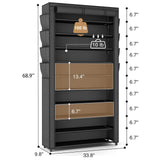 VTRIN Tall Shoe Rack with Cover, 10 Tier Shoe Organizer Storage for 50-55 Pairs Shoes and Boots Large Capacity Shoe Shelf with 8 Pockets Free Standing Shoe Rack for Closet, Entryway, Garage VTRIN