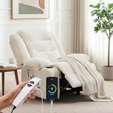 Hicosit Power Pushback Recliner with Cup Holders, Electric Recliner Chair for Adults, Reclining Chair with Side Pocket for Living Room (1, Stripe White)
