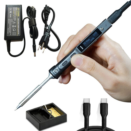 UY CHAN Original TS101 Soldering Iron Station Kit Upgraded from TS100 DC 65W PD 45W Power Programmable Smart Mini Electric Portable Soldering Pen with B2 Solder Tip USB Type C Cable UY CHAN