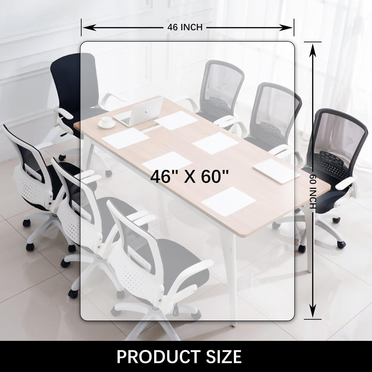 Kuyal Clear Chair mat for Hardwood Floor 46 x 60 inches Transparent Floor Mats Wood/Tile Protection Mat for Office & Home (46" X 60" Rectangle) Kuyal