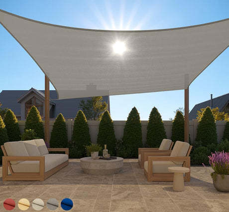 GORILLA GRIP Heavy Duty Sun Shade, UV Protection Fade Tear and Rust Resistant Rectangle Sunshade Canopy, Curved Edges Blocks Sunlight, Breathable Sail, Outdoor Patio, Lawn Garden 12x16 FT Gray Gorilla Grip
