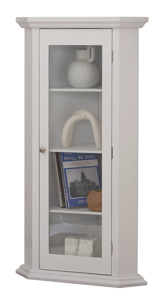 KB Designs - Corner Accent Display Wood Curio Cabinet, White